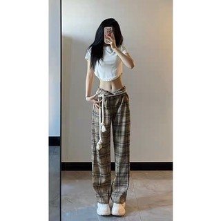 Quần suông kẻ bbr đai thừng [ Hàng order ]