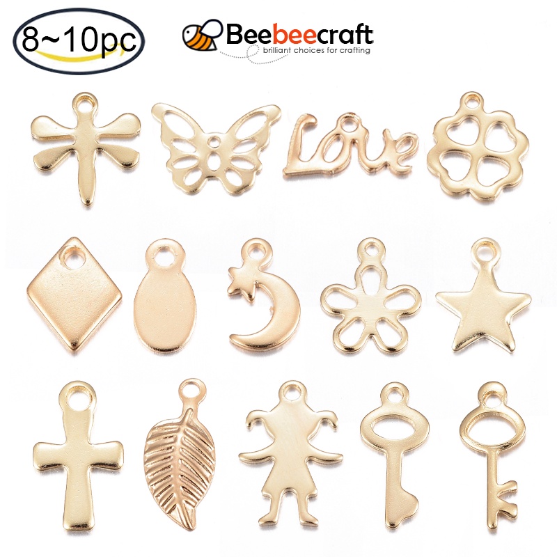 Bộ 10 Charm Hình Thánh Giá Nhỏ Bằng Thép Không Gỉ 304 12x7x0.8mm Lỗ: 1.5mm