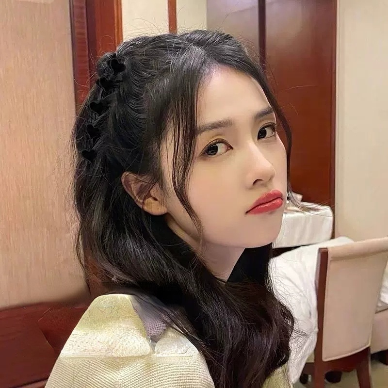 Set 5 Kẹp Tóc Hình Hoa / Trái Tim Màu Nhám Phong Cách Hàn Quốc Cho Bé Gái