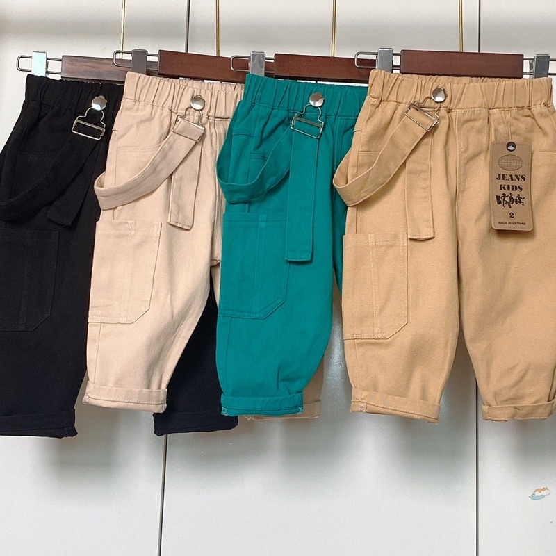 Quần kaki mềm cho bé 14-30kg thiết kế dây đai phong cách Hàn Quốc