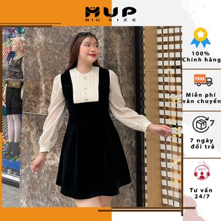 Đầm nhung phối ren tay phồng dài dự tiệc bigsize tiểu thư bigsize MUP Bigsize DN01