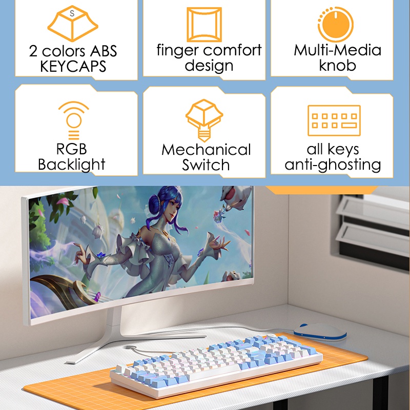 Bàn Phím Cơ Zi Boyfriend ZA98 98 Phím Có Đèn Nền