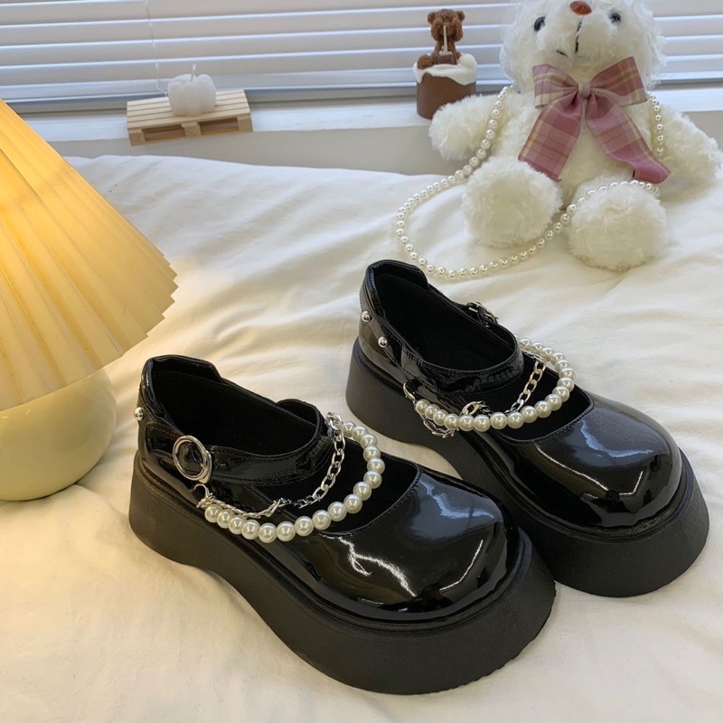 Giày Lolita Đế Dày Cao 5CM Quai Xích Ngọc