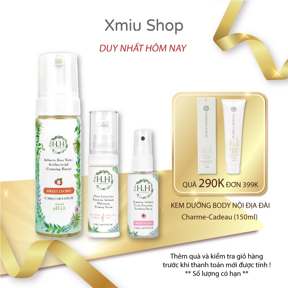 Combo Chăm Sóc Cô Bé Dịu Nhẹ-Dd Vệ Sinh Dạng Bọt + Kem Dưỡng + Xịt Phụ Khoa (Gỗ)