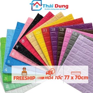 (Bộ 10Tấm) Xốp Dán Tường Giả Gạch 3mm- 4mm 77cm x70cm Giá Rẻ