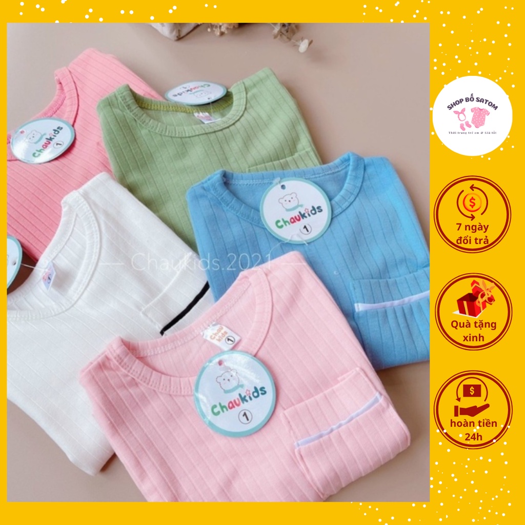 Quần áo trẻ em dài tay cho bé gái bé trai thun tăm SATOM, Đồ bộ dài tay cotton 100% co dãn 4 chiều mát dễ chịu cho trẻ