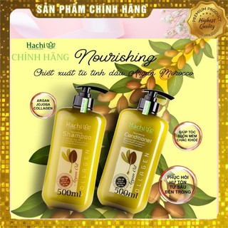 [ 1 gội + 1 xã ] Dầu gội ARGAN - HACHI 500ml phục hồi mái tóc khô và hư tổn