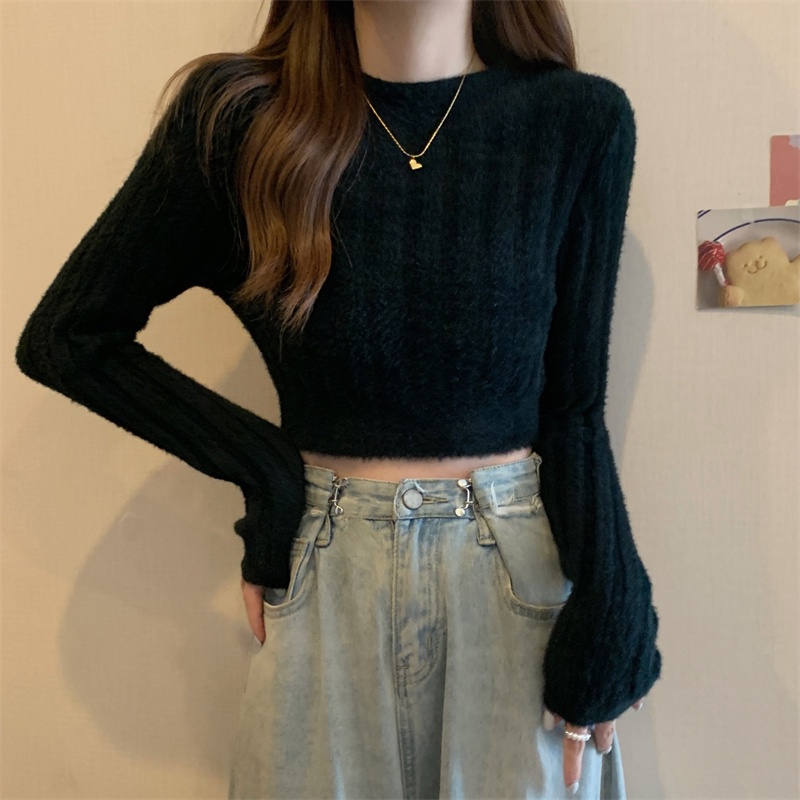 Áo Thun Dệt Kim Thu Đông Mỏng Ôm Dáng Mới Cho Nữ