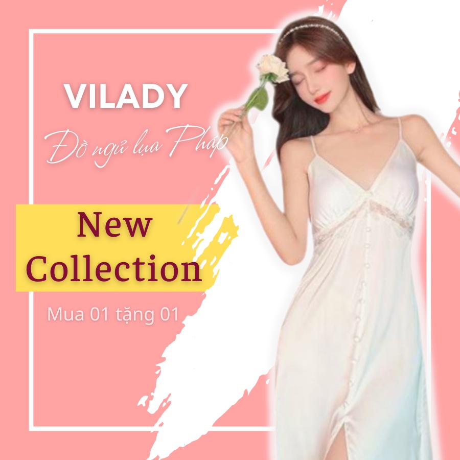 Váy Ngủ Nữ Hai Dây Vilady Dáng Dài Chất Liệu Lụa Pháp Cao Cấp Thoáng Mát Mềm Mịn