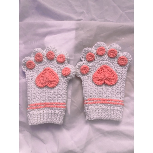 Găng tay mèo giữ ấm bằng len handmade - Bao tay mèo len - Bao tay handmade