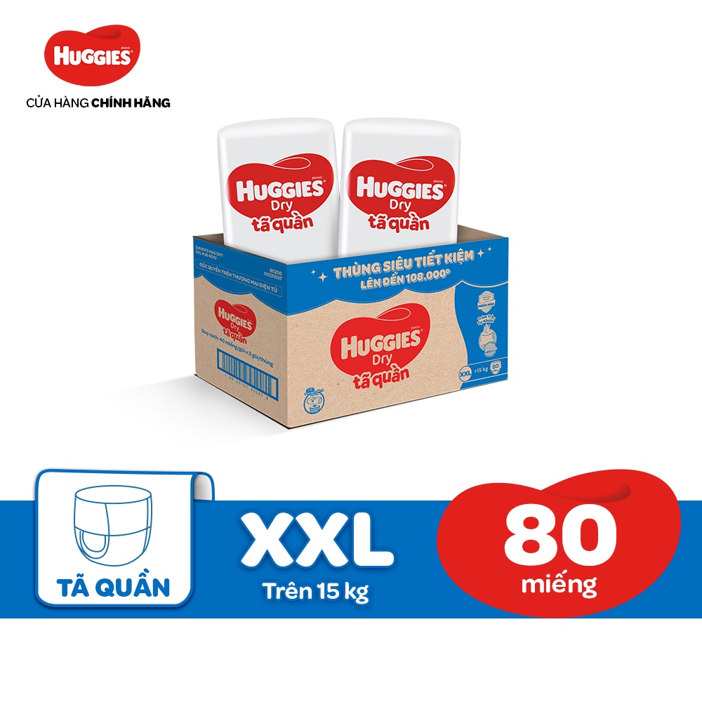 [HUGFEB15 -10% max 60k đơn 400k] Thùng tã quần Huggies Tràm Trà Tự Nhiên XL88/XXL80 (XL32x3/XXL28x3):XXL80