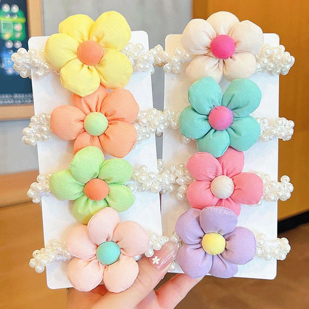 Dây Cột Tóc Đuôi Ngựa Co Giãn Đính Bóng Lông Nhỏ Đáng Yêu Cho Bé Gái