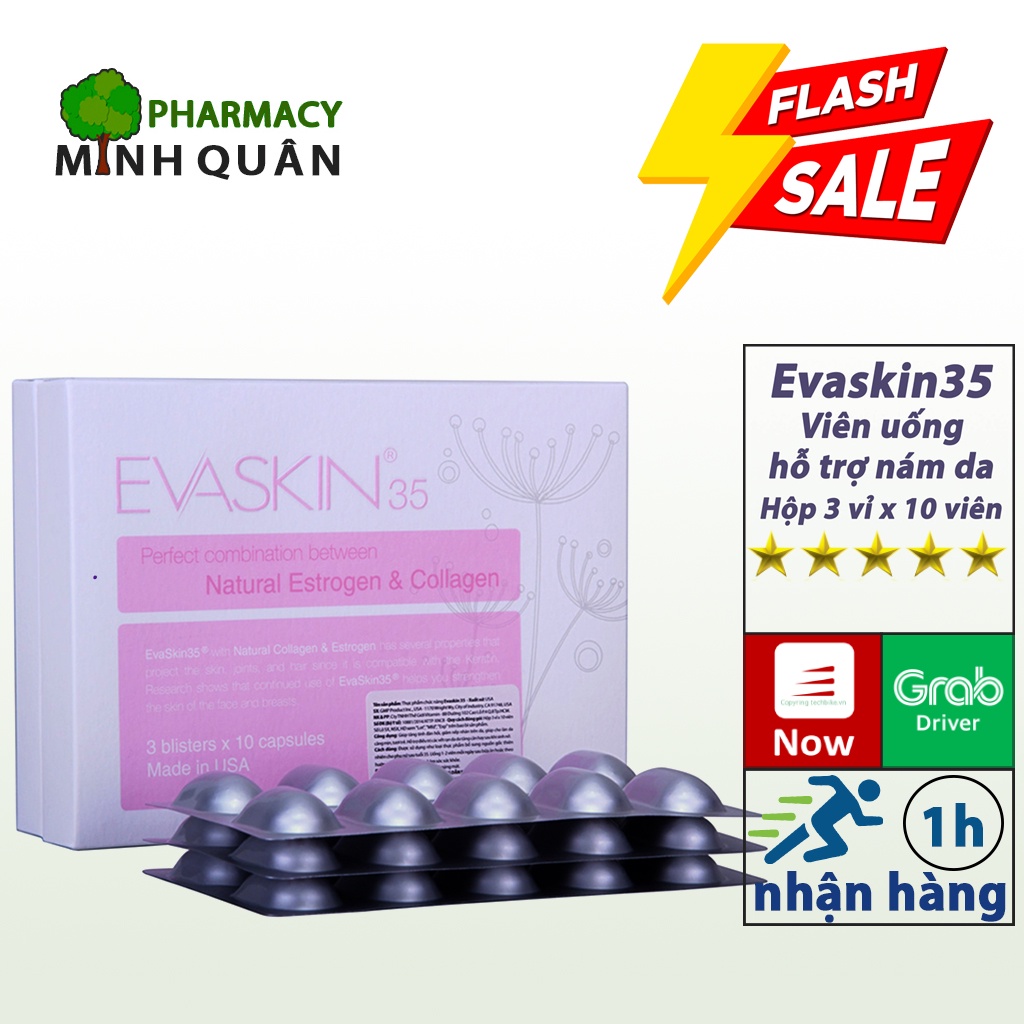 Evaskin 35 viên uống hỗ trợ giảm nám, đẹp da [CHÍNH HÃNG]