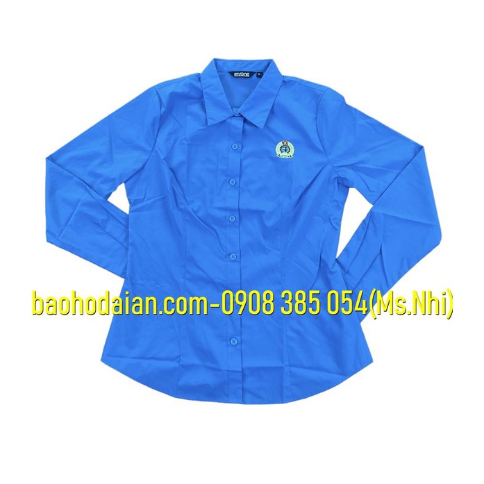 Áo sơ mi công đoàn dài tay màu xanh