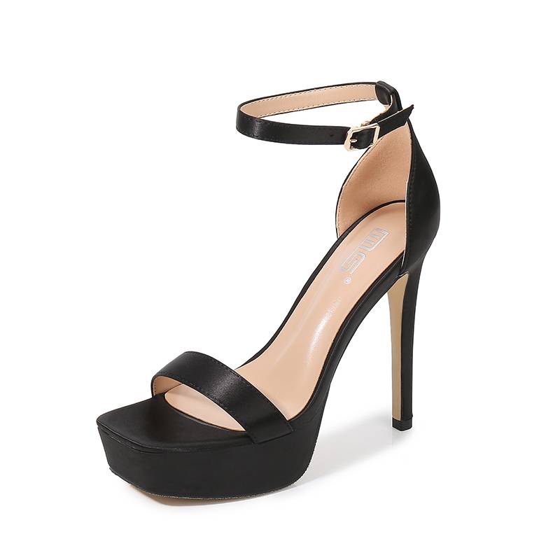 Dép cao. Giày Cao Gót Da Lộn Màu Đen Chống Thấm Nước Phong Cách Âu Mỹ Cho Nữ