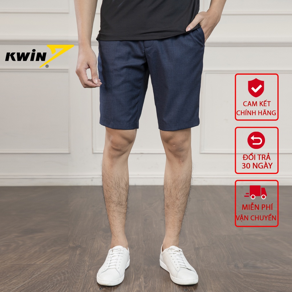 Quần short nam tây âu KWIN thiết kế kẻ sọc kèm túi ngang tiện lợi chất mềm mại thoáng mát KSO014S1