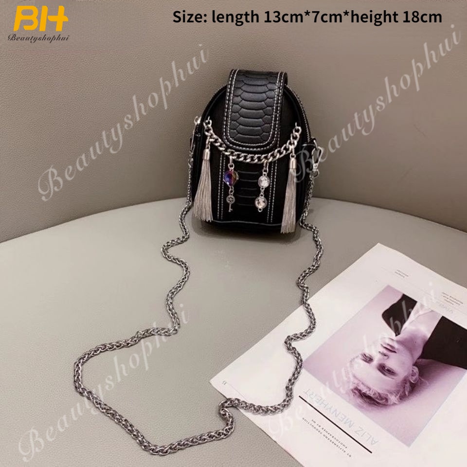 Túi Đeo Chéo Đựng Điện Thoại Đính Đá Tua Rua Thời Trang Dành Cho Nữ