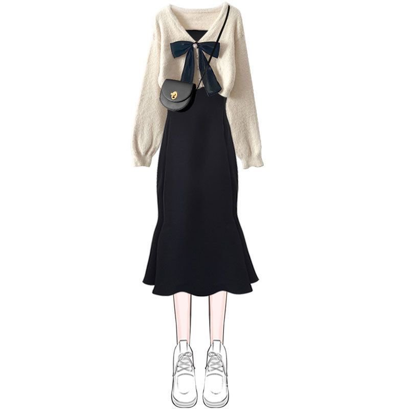 Set Áo Sweater Dệt Kim + Chân Váy Đuôi Cá Thời Trang Mùa Thu 2022 Mới Cho Nữ