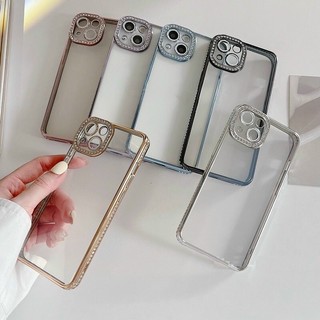 Ốp silcion lưng nhám viền đính đá ip15 pro/ ip15 pro max