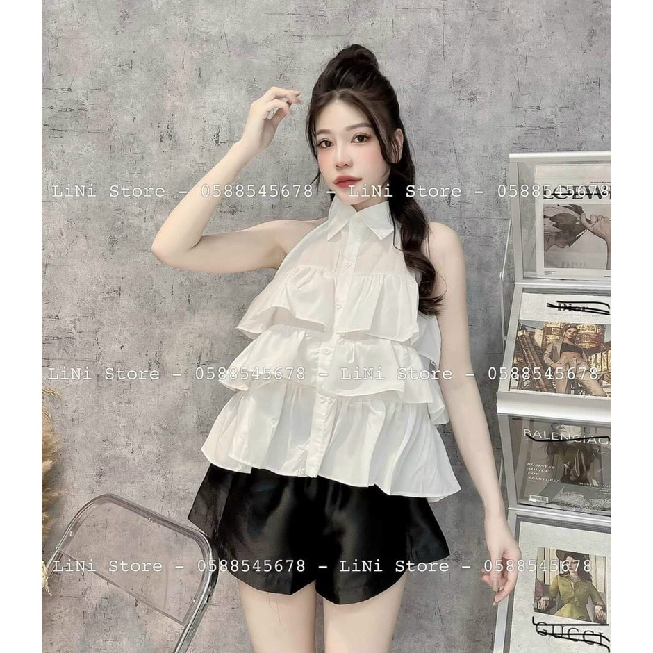 Sét Đồ Bộ Nữ Áo Lụa Lá Cổ Xếp Tầng &amp; Quần Short Chất Tapta Thiết Kế Sang Chảnh Đi Làm Công Sở, Dạ Hội Và Du Lịchalohasho