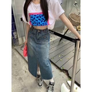 Chân váy jean xẻ trước ( có sẵn )