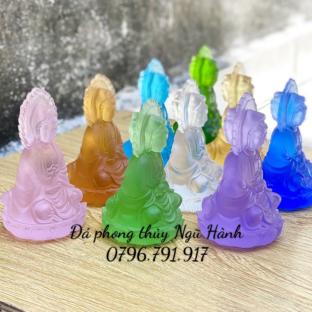 Quan Âm Lưu Ly Cao Cấp , Quan Âm Lưu Ly 2 Mặt - Cao 10cm