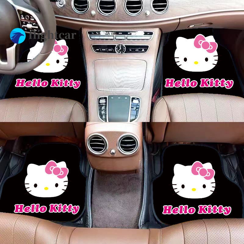 4 Thảm Lót Sàn Xe Hơi Chống Trượt Không Phai Màu In Hình Hello Kitty MYVI