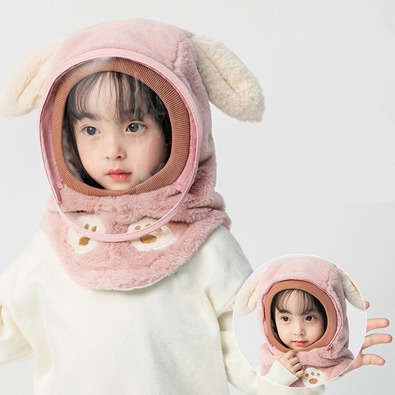 Nón Trùm Đầu Kiêm Khẩu Trang Che Mặt Dày Dặn Chống Gió Giữ Ấm Mùa Đông Cho Bé