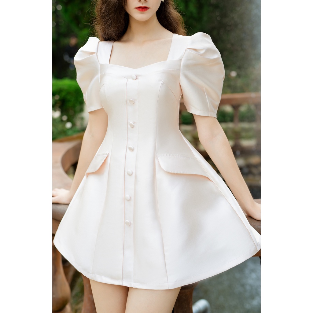 VELLE DESIGN Đầm Fila vải lụa dày dặn, lên from dáng chuẩn