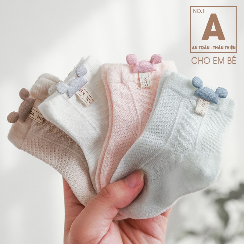 Tất Lưới Cho Bé Trai Bé Gái KYS+ Cotton Thấm Hút Mềm Thoáng Giữ Ấm Chân Cổ Ngắn (Size 0 - 3 tuổi)