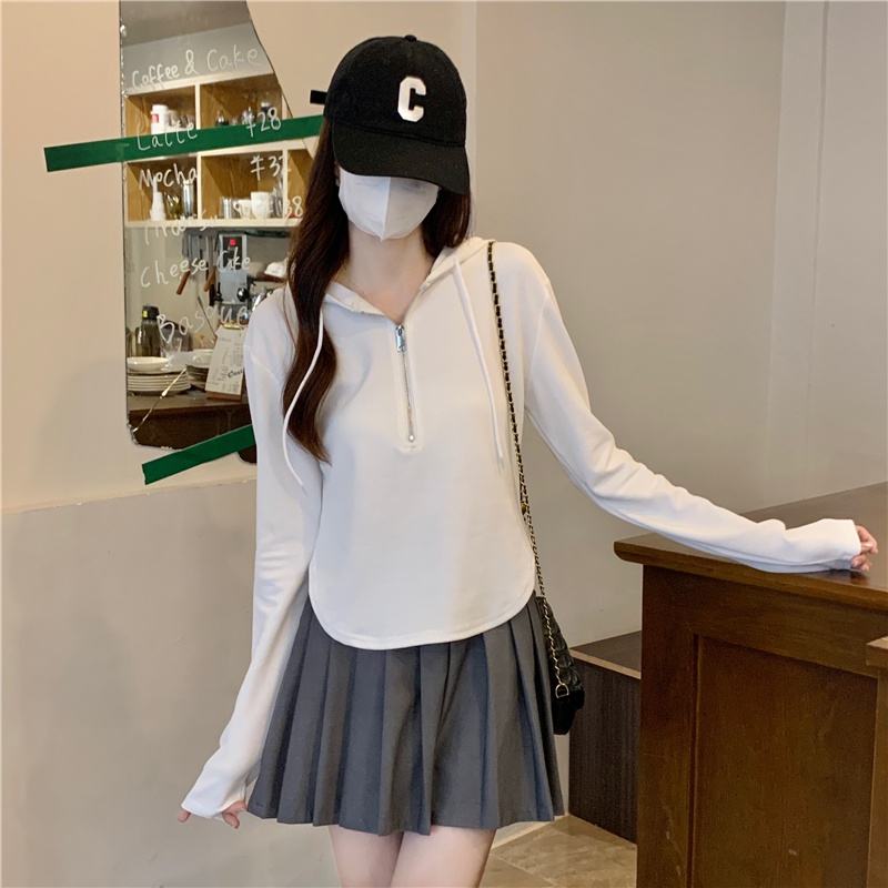 Áo Hoodies Tay Dài Màu Trơn Thiết Kế Mới Thời Trang Mùa Thu Cho Phái Nữ