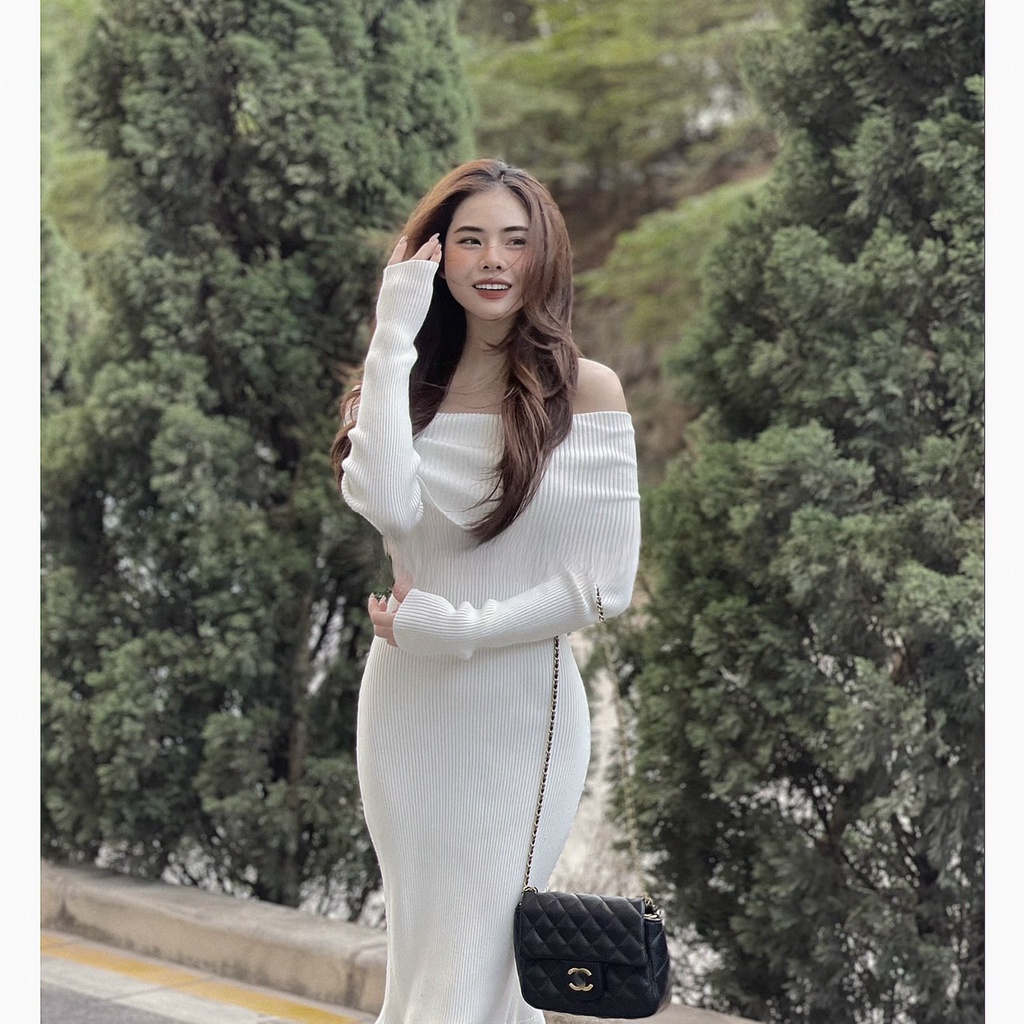 [ ẢNH TỰ CHỤP ] ĐẦM TRỄ VAI ĐUÔI CÁ -LEN 60 - anvintageclothes