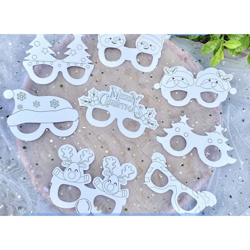 Mặt nạ giấy tô màu Giáng sinh, Trung thu, Halloween, Lễ Hội cho bé (có dây đeo)