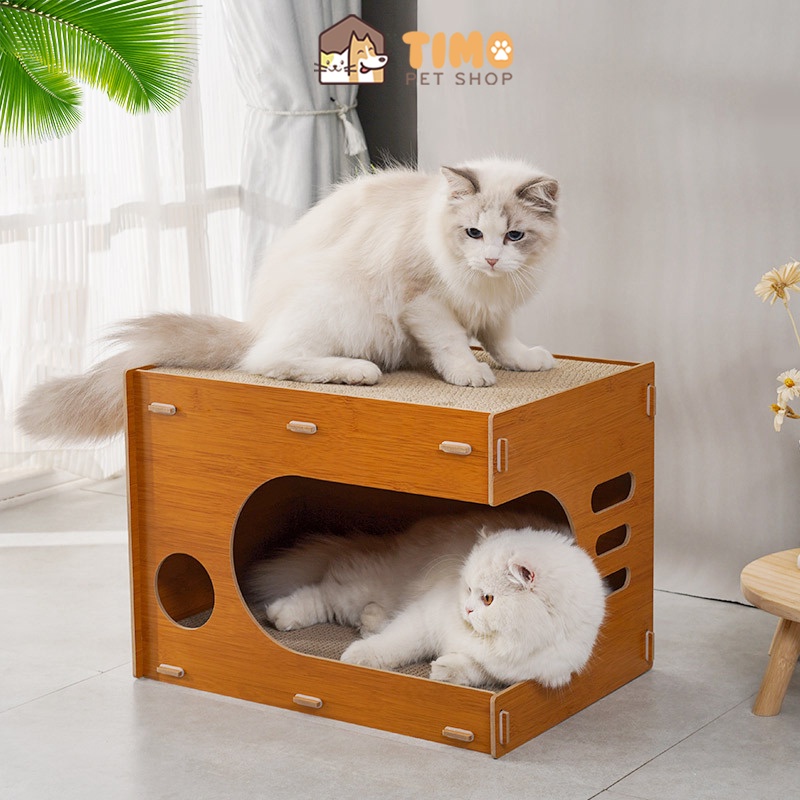 Nhà Gỗ Kết Hợp Với Bàn Cào Móng Cho Mèo - Kiểu Dáng Mới Cao Cấp 2022