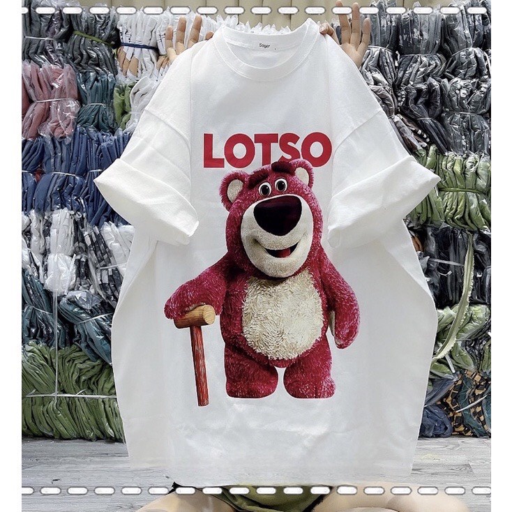 Áo Thun Gấu Lotso Thời Trang Unisex Tay Lỡ Form Rộng