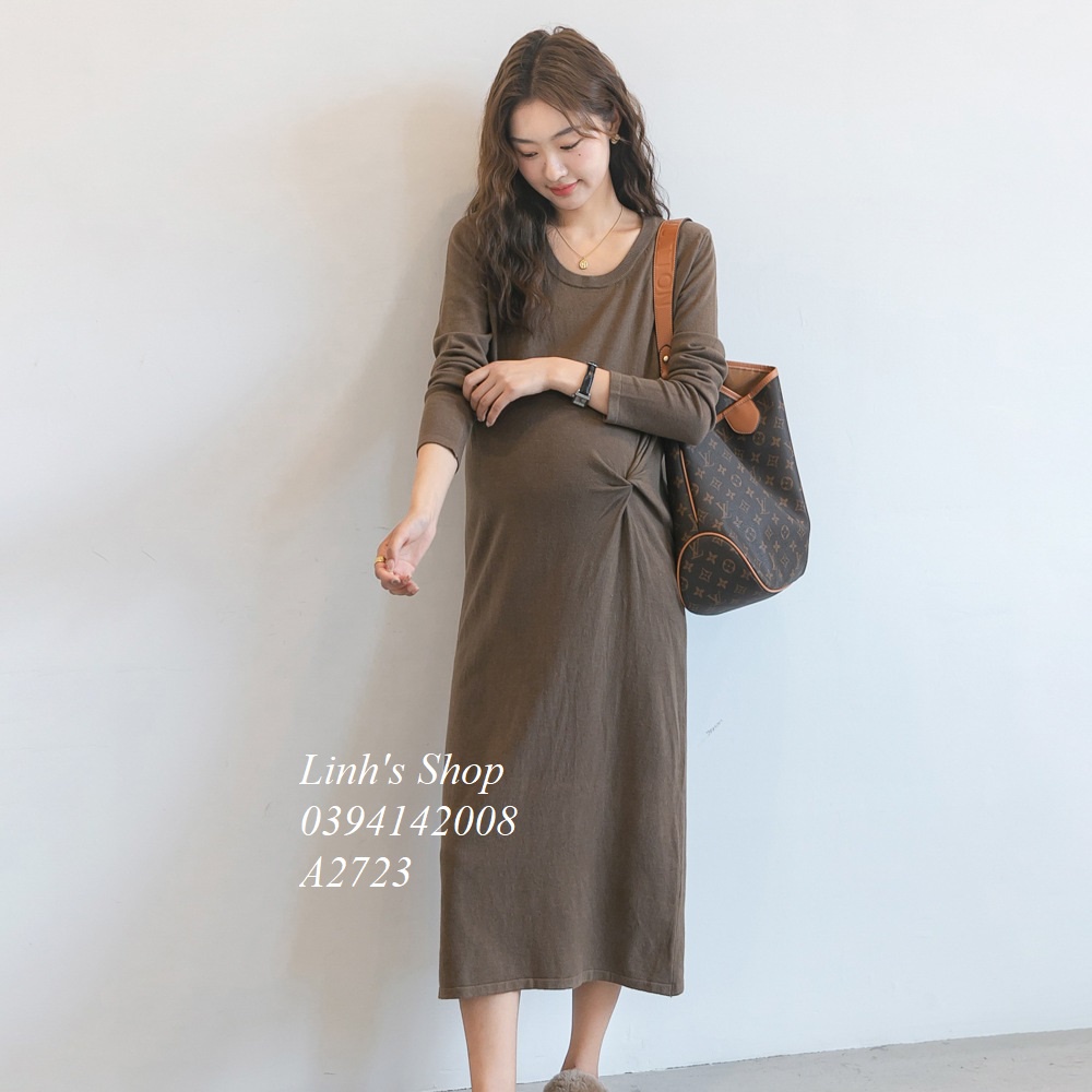Váy Đầm Bầu Len Chít Eo Gọn Dáng A2723