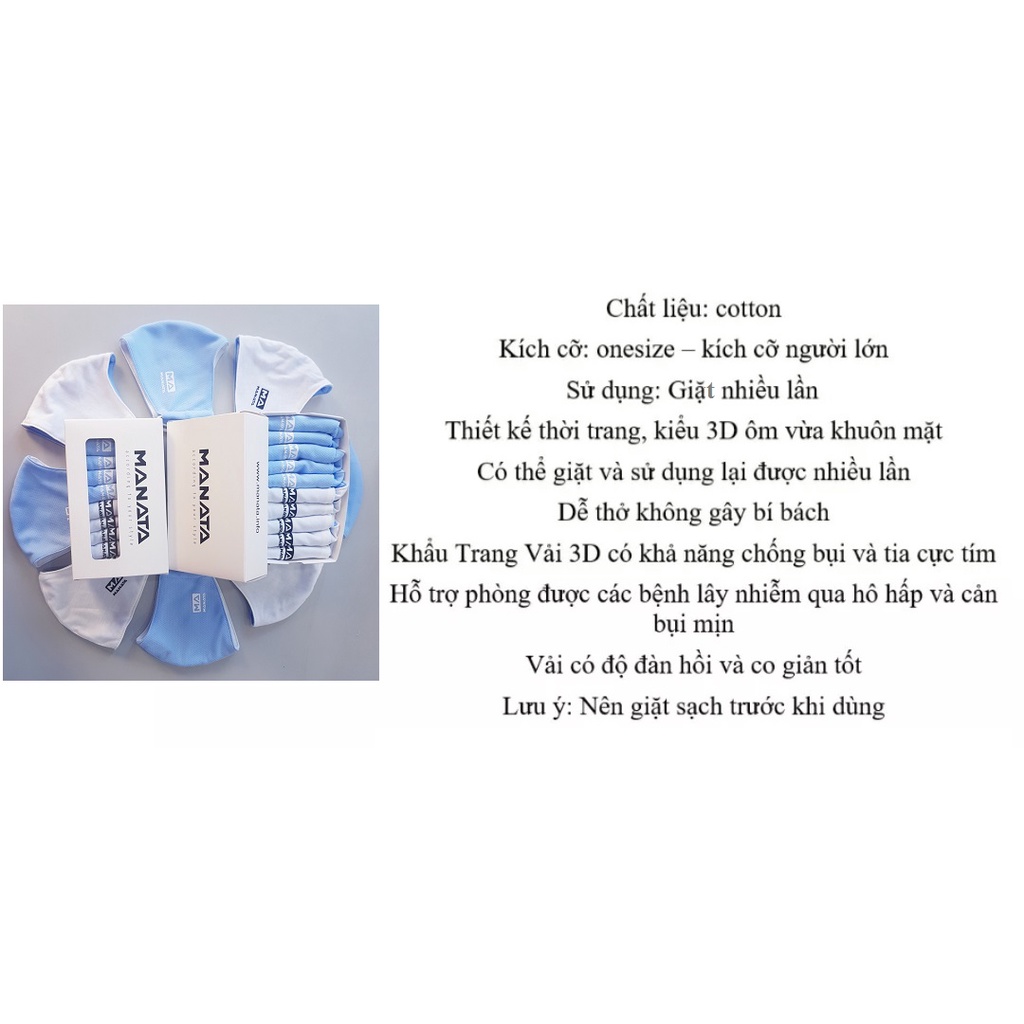 Set 5 Khẩu Trang Vải Kháng Khuẩn MANATA
