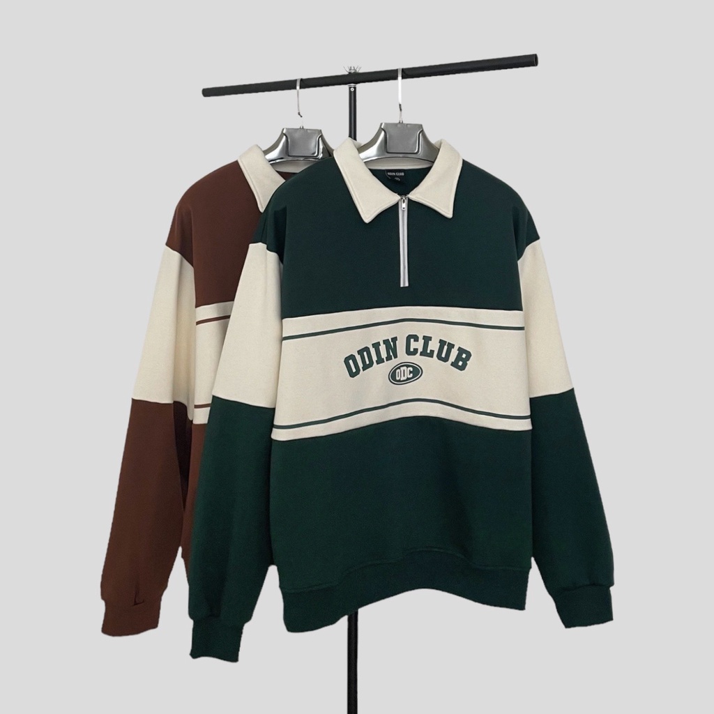 Áo Sweater Polo Oversize ODIN CLUB Odc, Áo Sweater có cổ form rộng nam nữ ODIN, Local Brand ODIN CLUB