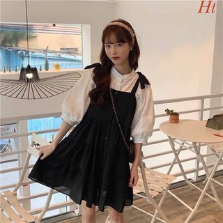❤️❤️ Sét yếm 2 dây kèm áo sơ mi Ulzzang