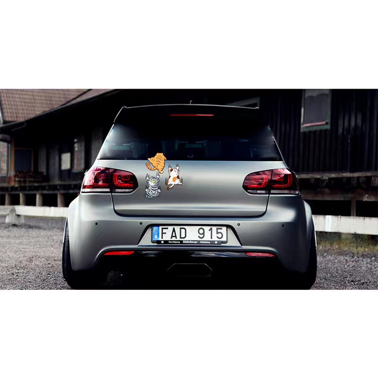 Hl Miếng Dán Trang Trí Thân Xe Hơi Hình Mèo Vui Nhộn