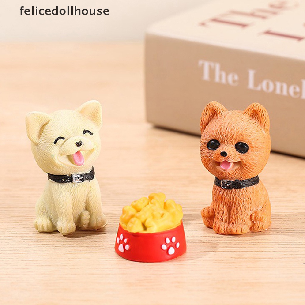 Mô Hình Chú Chó Kawaii Mini Bằng Nhựa Resin Để Bàn Trang Trí Sân Vườn