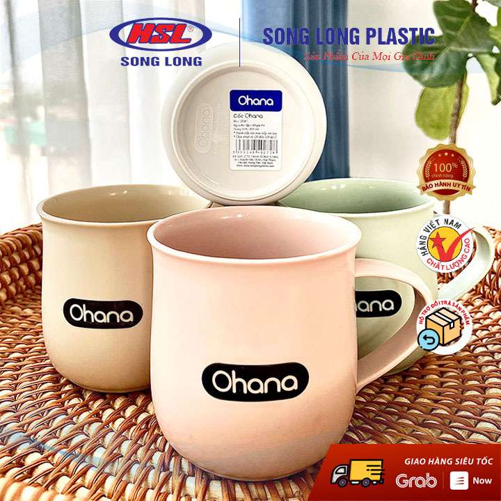 Cốc uống nước nhựa cao cấp Ohana- 3041- màu ngẫu nhiên- Song Long Plastis