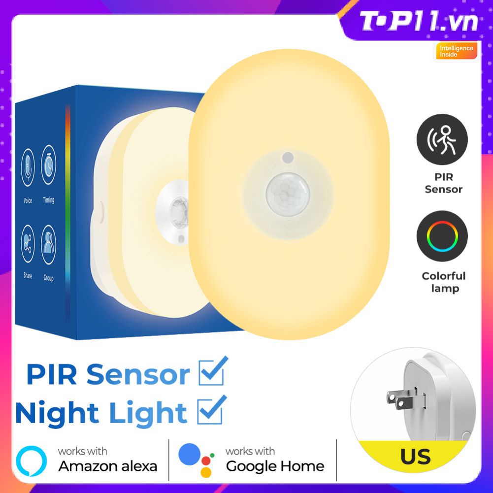 Wifi Đèn Ngủ Tuya Nhà Thông Minh Hồng Ngoại Cơ Thể Con Người Cảm Biến Đèn Thời Gian Ứng Dụng Giọng Nói Điều Khiển Từ Xa Alexa Google Home