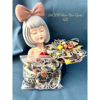 Sét 100 Dây Buộc Tóc Hàn Quốc Mix MÀU DÀNH CHO CẢ MẸ VÀ BÉ