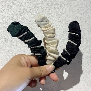 Kẹp dọc phồng tóc lụa nhún đính hạt