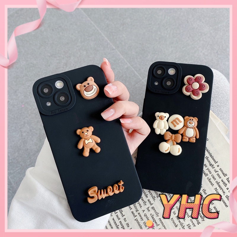 ốp iphone Họa Tiết Hoa Và Gấu Đáng Yêu Cho Iphone6 6splus 7 7plus 8 8plus XR X XS 11 12 Pro max Plus Promax max-062