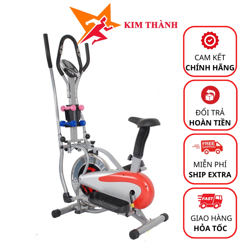 Xe đạp tập thể dục tập gym tại nhà Elite Pro 2085 chính hãng, có xoay eo tạ tay đồng hồ đo nhịp tim - KIM THÀNH SPORT