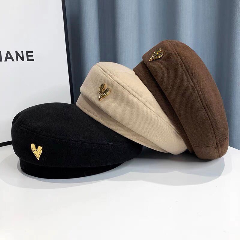 Mũ Nồi Mũ Beret Hình Trái Tim nổi thời trang Vintage phong cách Hàn Quốc