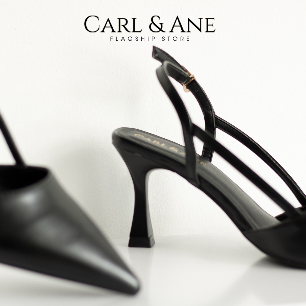 Carl & Ane - Giày cao gót nhọn bít mũi phối dây quai mảnh thời trang công sở cao màu đen - CL033