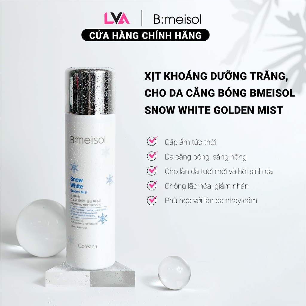Xịt khoáng dưỡng trắng, cho da căng bóng Bmeisol Snow White Golden Mist 120ml | BigBuy360 - bigbuy360.vn